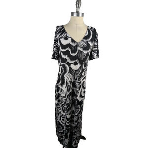 Connected Women's Flora Print Cold-Shoulder Maxi Dress Black White Size‎ 10